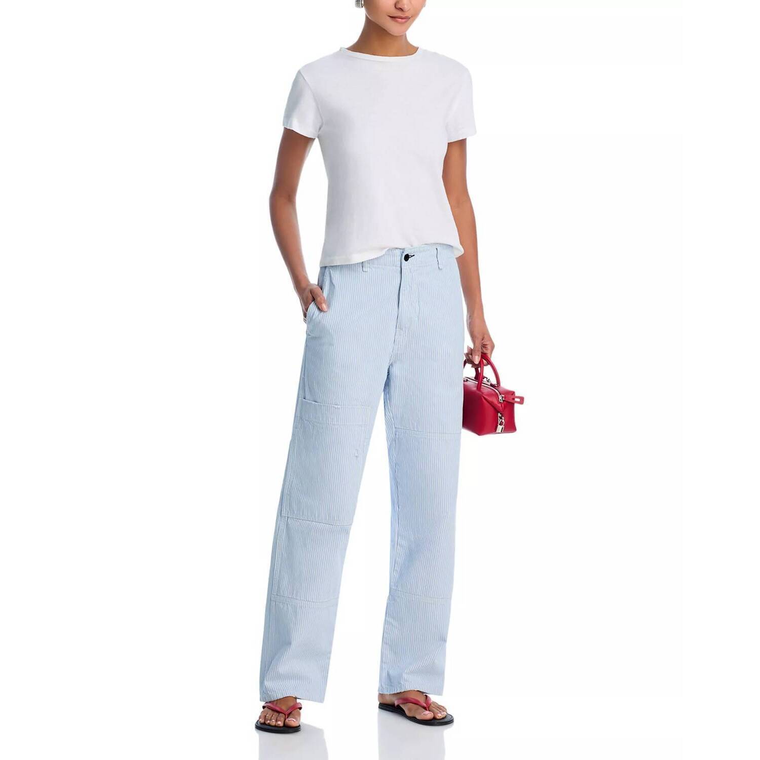 New Askk Ny Carpenter Relaxed Straight Leg Jeans In Blue Stripe